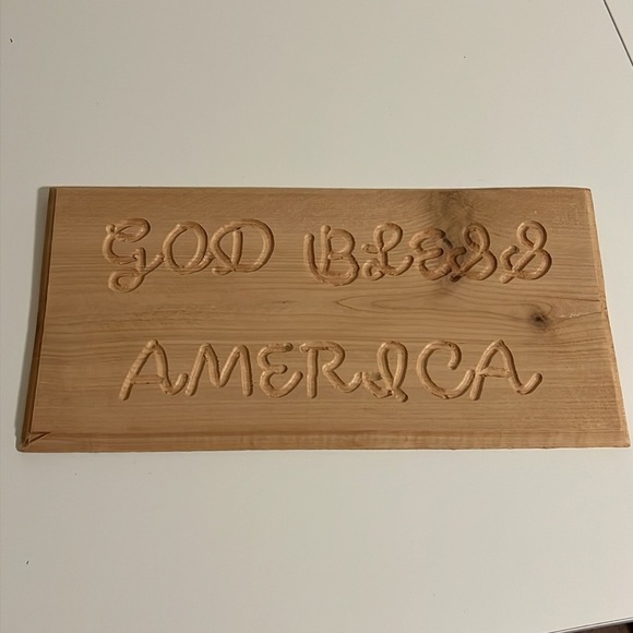 Homemade “God Bless America” Handmade Wood Rustic Decor Home Art Accent Sign - Picture 4 of 4